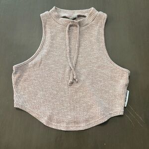 Gymshark Slounge Women’s M Light Brown Robbed Knit Crop Top